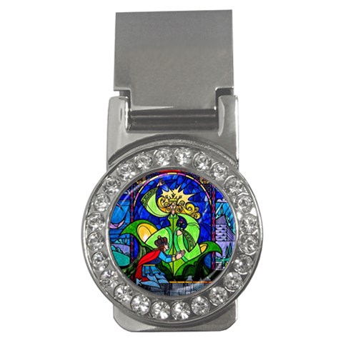Beauty And The Beast Stained Glass Rose Money Clips (CZ)  from ArtsNow.com Front