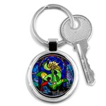 Beauty And The Beast Stained Glass Rose Key Chain (Round)