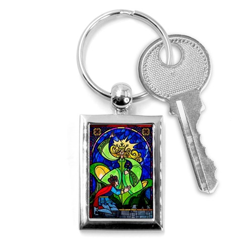 Beauty And The Beast Stained Glass Rose Key Chain (Rectangle) from ArtsNow.com Front
