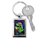 Beauty And The Beast Stained Glass Rose Key Chain (Rectangle)