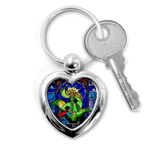 Beauty And The Beast Stained Glass Rose Key Chain (Heart) from ArtsNow.com Front