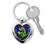 Beauty And The Beast Stained Glass Rose Key Chain (Heart)