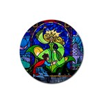 Beauty And The Beast Stained Glass Rose Rubber Coaster (Round)
