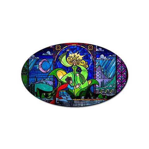 Beauty And The Beast Stained Glass Rose Sticker (Oval) from ArtsNow.com Front