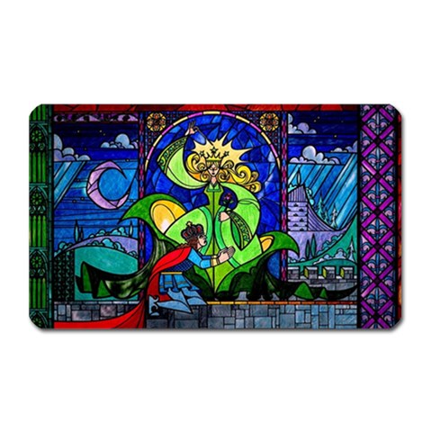 Beauty And The Beast Stained Glass Rose Magnet (Rectangular) from ArtsNow.com Front