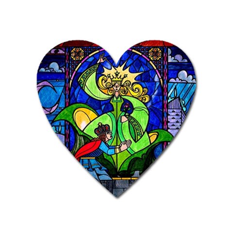 Beauty And The Beast Stained Glass Rose Heart Magnet from ArtsNow.com Front