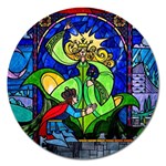 Beauty And The Beast Stained Glass Rose Magnet 5  (Round)