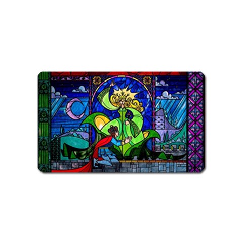 Beauty And The Beast Stained Glass Rose Magnet (Name Card) from ArtsNow.com Front