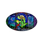Beauty And The Beast Stained Glass Rose Sticker Oval (100 pack)