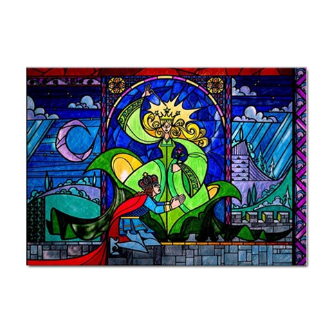 Beauty And The Beast Stained Glass Rose Sticker A4 (10 pack) from ArtsNow.com Front