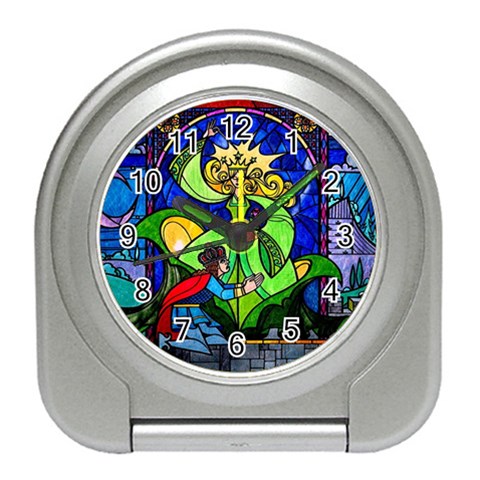 Beauty And The Beast Stained Glass Rose Travel Alarm Clock from ArtsNow.com Front