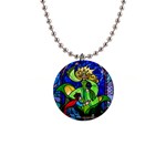 Beauty And The Beast Stained Glass Rose 1  Button Necklace