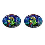 Beauty And The Beast Stained Glass Rose Cufflinks (Oval)