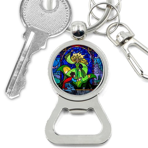 Beauty And The Beast Stained Glass Rose Bottle Opener Key Chain from ArtsNow.com Front