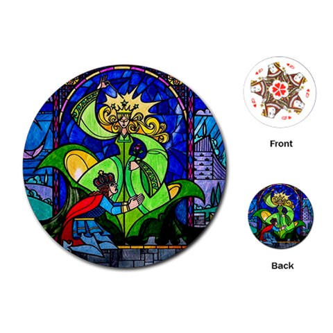 Beauty And The Beast Stained Glass Rose Playing Cards Single Design (Round) from ArtsNow.com Front