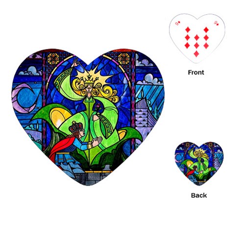 Beauty And The Beast Stained Glass Rose Playing Cards Single Design (Heart) from ArtsNow.com Front