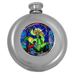 Beauty And The Beast Stained Glass Rose Round Hip Flask (5 oz)