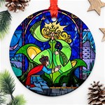 Beauty And The Beast Stained Glass Rose Round Ornament (Two Sides)