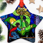 Beauty And The Beast Stained Glass Rose Star Ornament (Two Sides)
