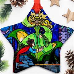 Beauty And The Beast Stained Glass Rose Star Ornament (Two Sides) from ArtsNow.com Back