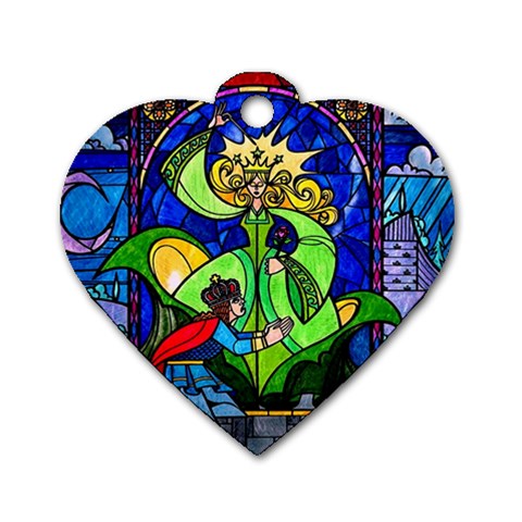 Beauty And The Beast Stained Glass Rose Dog Tag Heart (Two Sides) from ArtsNow.com Front