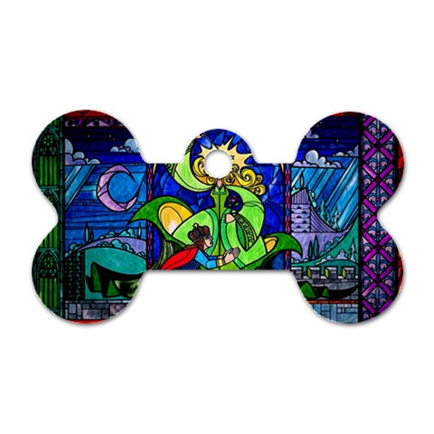 Beauty And The Beast Stained Glass Rose Dog Tag Bone (Two Sides) from ArtsNow.com Front