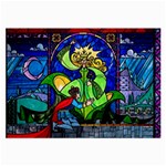 Beauty And The Beast Stained Glass Rose Large Glasses Cloth (2 Sides)