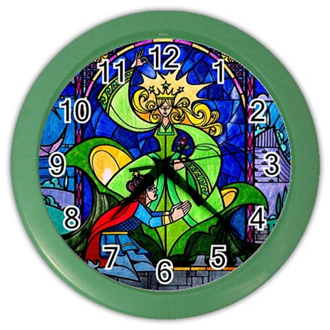 Beauty And The Beast Stained Glass Rose Color Wall Clock from ArtsNow.com Front