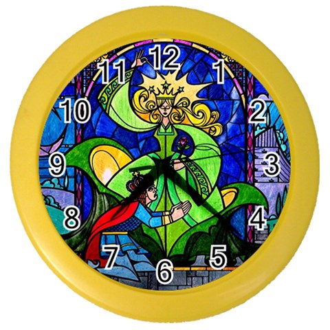Beauty And The Beast Stained Glass Rose Color Wall Clock from ArtsNow.com Front