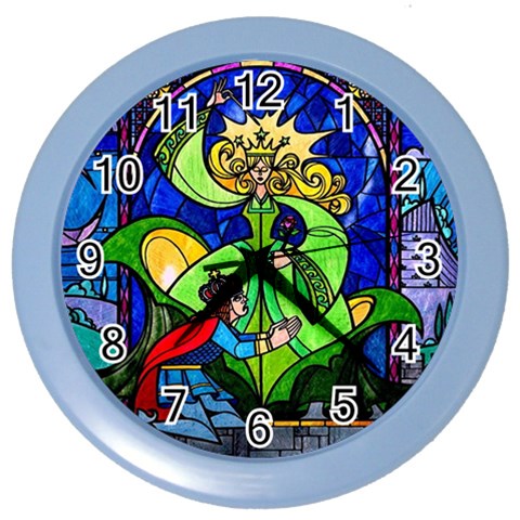 Beauty And The Beast Stained Glass Rose Color Wall Clock from ArtsNow.com Front