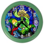 Beauty And The Beast Stained Glass Rose Color Wall Clock