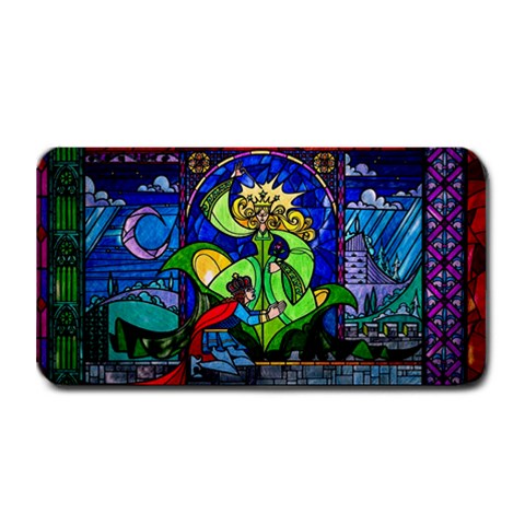 Beauty And The Beast Stained Glass Rose Medium Bar Mat from ArtsNow.com 16 x8.5  Bar Mat