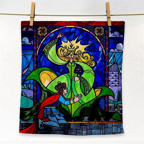 Beauty And The Beast Stained Glass Rose Face Towel from ArtsNow.com Front