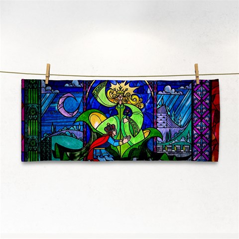 Beauty And The Beast Stained Glass Rose Hand Towel from ArtsNow.com Front