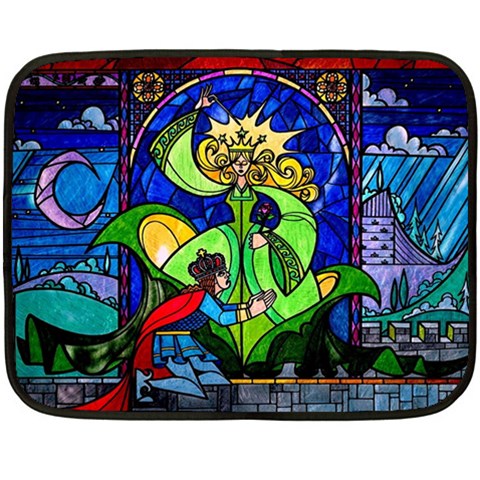 Beauty And The Beast Stained Glass Rose Two Sides Fleece Blanket (Mini) from ArtsNow.com 35 x27  Blanket Back
