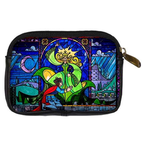 Beauty And The Beast Stained Glass Rose Digital Camera Leather Case from ArtsNow.com Back