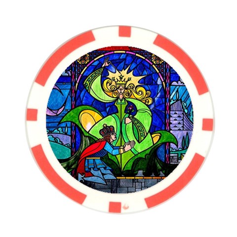 Beauty And The Beast Stained Glass Rose Poker Chip Card Guard (10 pack) from ArtsNow.com Front