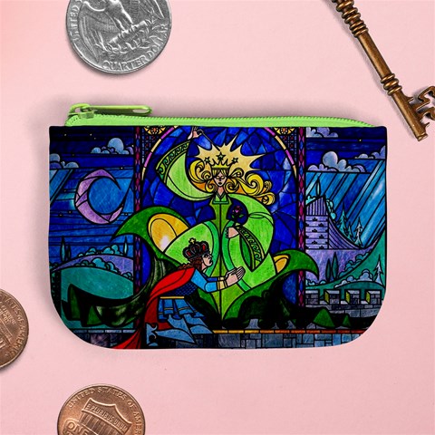 Beauty And The Beast Stained Glass Rose Mini Coin Purse from ArtsNow.com Front