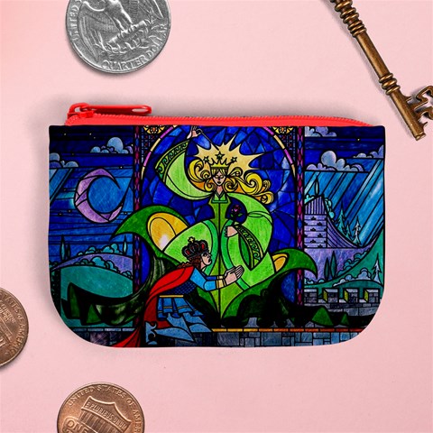 Beauty And The Beast Stained Glass Rose Mini Coin Purse from ArtsNow.com Front