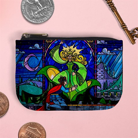 Beauty And The Beast Stained Glass Rose Mini Coin Purse from ArtsNow.com Front