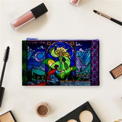 Beauty And The Beast Stained Glass Rose Cosmetic Bag (Small) from ArtsNow.com Front