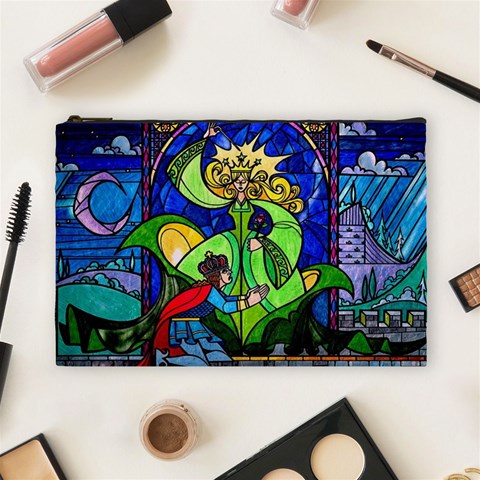 Beauty And The Beast Stained Glass Rose Cosmetic Bag (Large) from ArtsNow.com Front