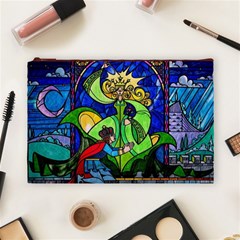 Beauty And The Beast Stained Glass Rose Cosmetic Bag (Large) from ArtsNow.com Front