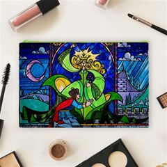 Beauty And The Beast Stained Glass Rose Cosmetic Bag (Large) from ArtsNow.com Front