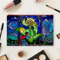 Beauty And The Beast Stained Glass Rose Cosmetic Bag (Large) from ArtsNow.com Front