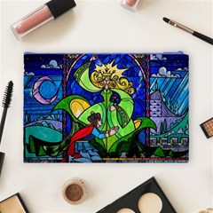 Beauty And The Beast Stained Glass Rose Cosmetic Bag (Large) from ArtsNow.com Back