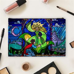 Beauty And The Beast Stained Glass Rose Cosmetic Bag (Large) from ArtsNow.com Back