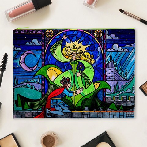 Beauty And The Beast Stained Glass Rose Cosmetic Bag (XL) from ArtsNow.com Front