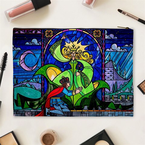 Beauty And The Beast Stained Glass Rose Cosmetic Bag (XL) from ArtsNow.com Back