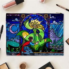 Beauty And The Beast Stained Glass Rose Cosmetic Bag (XL) from ArtsNow.com Back